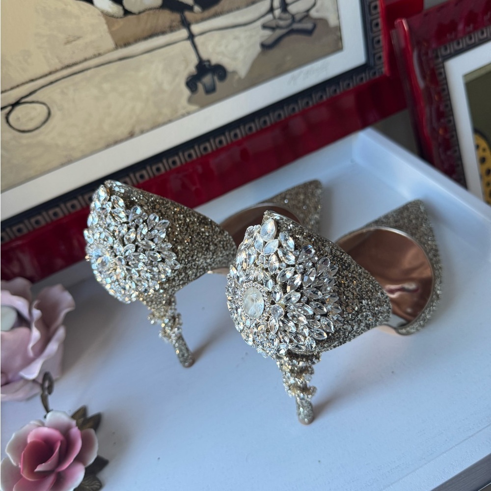 Badgley Mischka Glittering Gold Heels